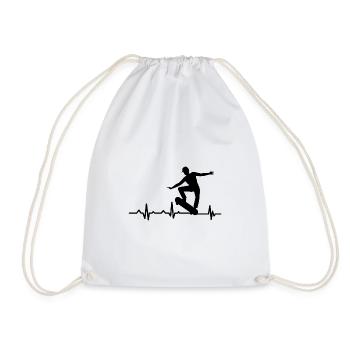 Herzschlag - Skater - Skateboard - Heartbeat - Drawstring Bag - white - Front