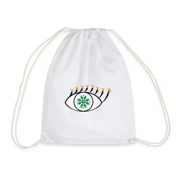Eye - Traditional Romanian folk art pattern - Drawstring Bag - white - Front