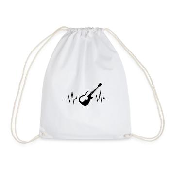 Acoustic Guitar Heartbeat - Heartbeat Design - Drawstring Bag - white - Front