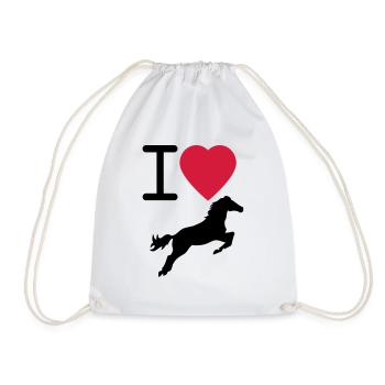 I Love Horses - Drawstring Bag - white - Front