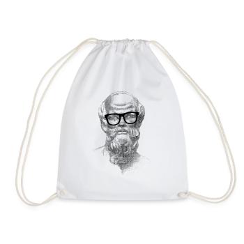 Sokrates Brille Zeichnung Collage - Turnbeutel - Weiß - Vorne