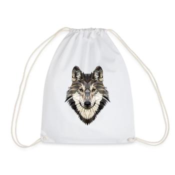 wolf, polygon design, unique - Drawstring Bag - white - Front