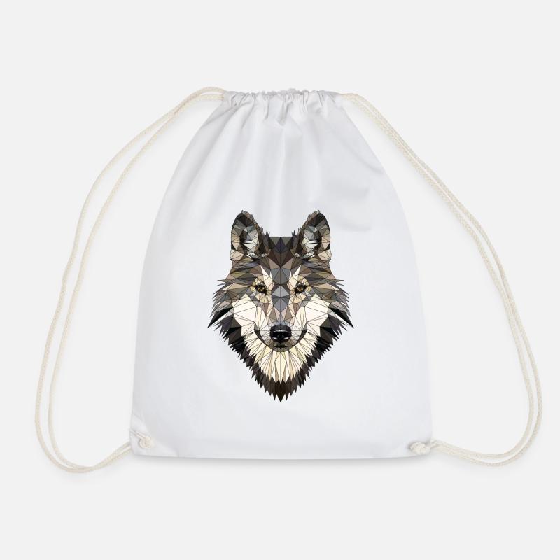 wolf, Polygon-Design, unikat - Turnbeutel - Weiß