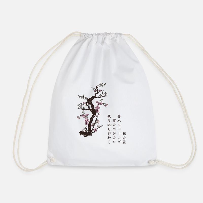 Sakura Haïku 桜の詩 (nature) - Drawstring Bag - white