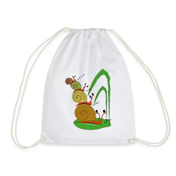 snails in the garden - Drawstring Bag - white - Front