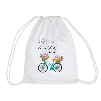 Vélo avec des fleurs dans le panier - Sac de sport léger - blanc - Devant