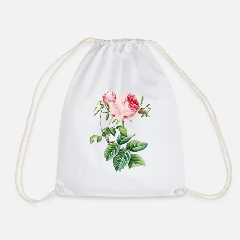Rose 1 - Drawstring Bag - white