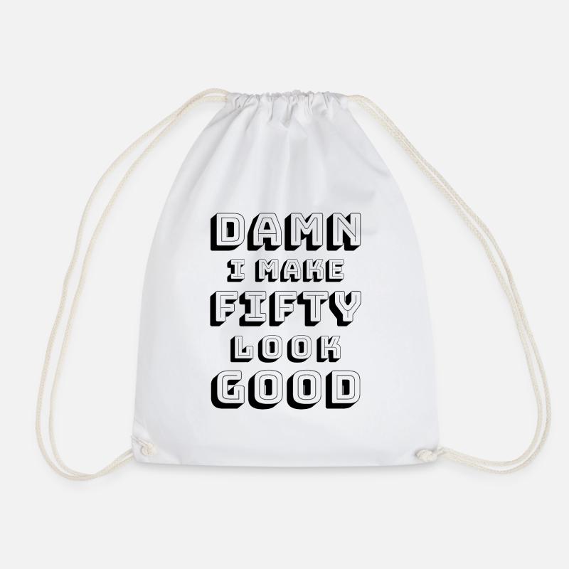 50th birthday - Drawstring Bag - white