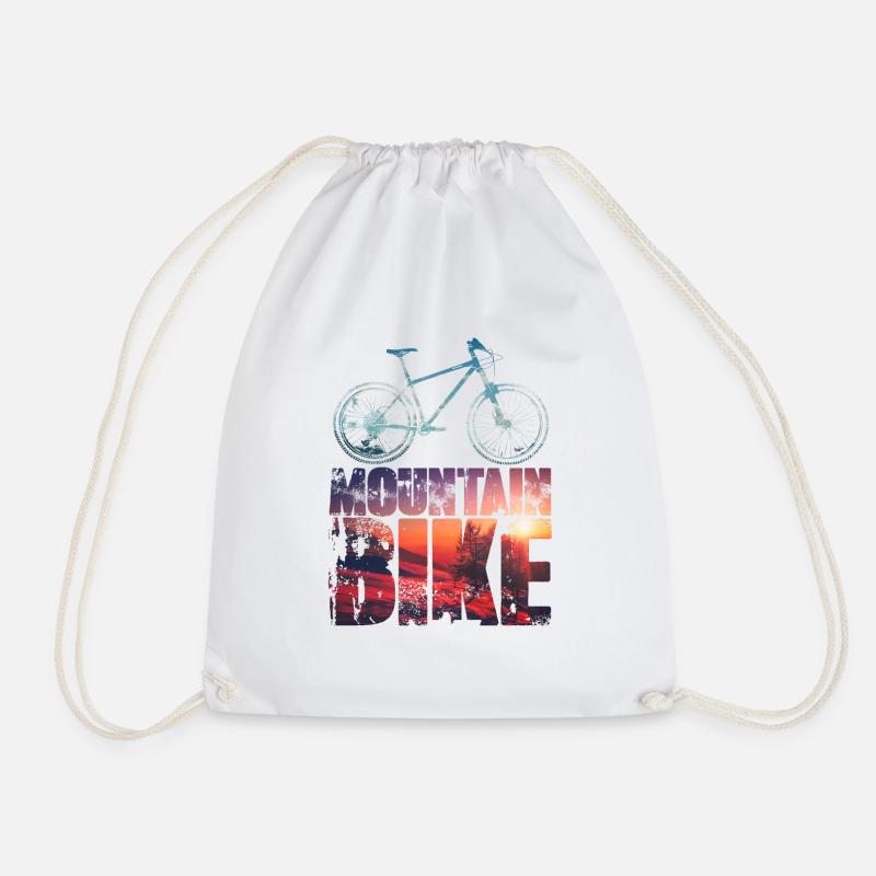 Mountain Bike - Drawstring Bag - white