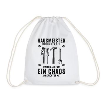 Hausmeister Hauswart Facility Manager Geschenk - Turnbeutel - Weiß - Vorne