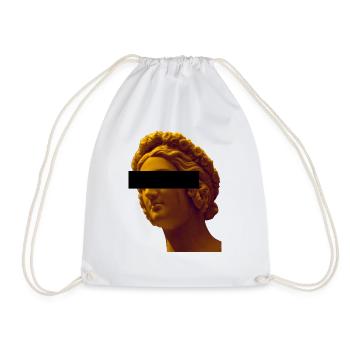 Yellow female statue with eye beams - Drawstring Bag - white - Front