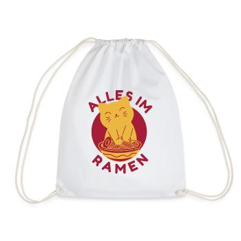 Alles Im Ramen - Lustiges Japanisches Katzen - Turnbeutel - Weiß - Vorne