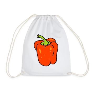 Red Bell Pepper Doodle - Drawstring Bag - white - Front