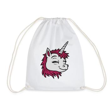 Head happy comic unicorn - Drawstring Bag - white - Front
