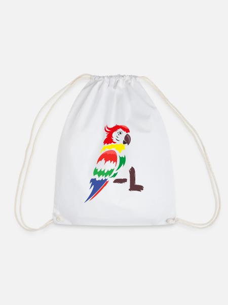 Parrot - Colorful Parrot - Drawstring Bag - white