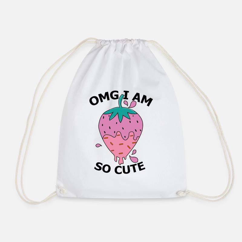 OMG, I am so Cute strswberry fun nursery design. - Drawstring Bag - white
