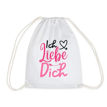 "Ich Liebe Dich" Design, Valentinstagsgeschenk - Turnbeutel - Weiß - Vorne