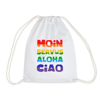 Moin Servus Aloha Ciao - Drawstring Bag - white - Front