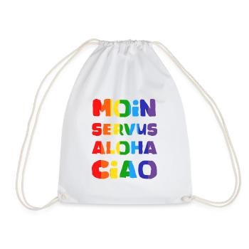 moin servus aloha ciao regenbogen - Turnbeutel - Weiß - Vorne