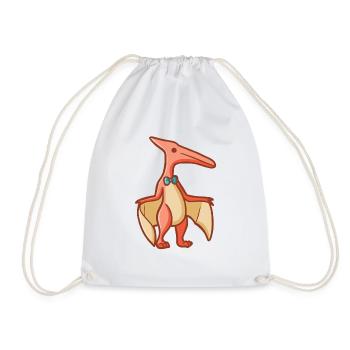 hugadino pterodactyl, dino, cute dinosaur - Drawstring Bag - white - Front