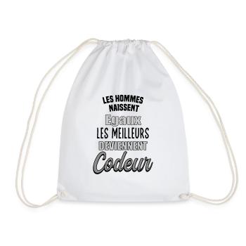 Hommes égaux, les meilleurs deviennent Codeur - Sac de sport léger - blanc - Devant