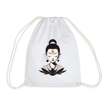 Lotus Zen Elegance - Drawstring Bag - white - Front