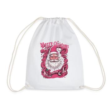 Merry Pinkmas Pink Christmas Xmas merry christmas - Drawstring Bag - white - Front