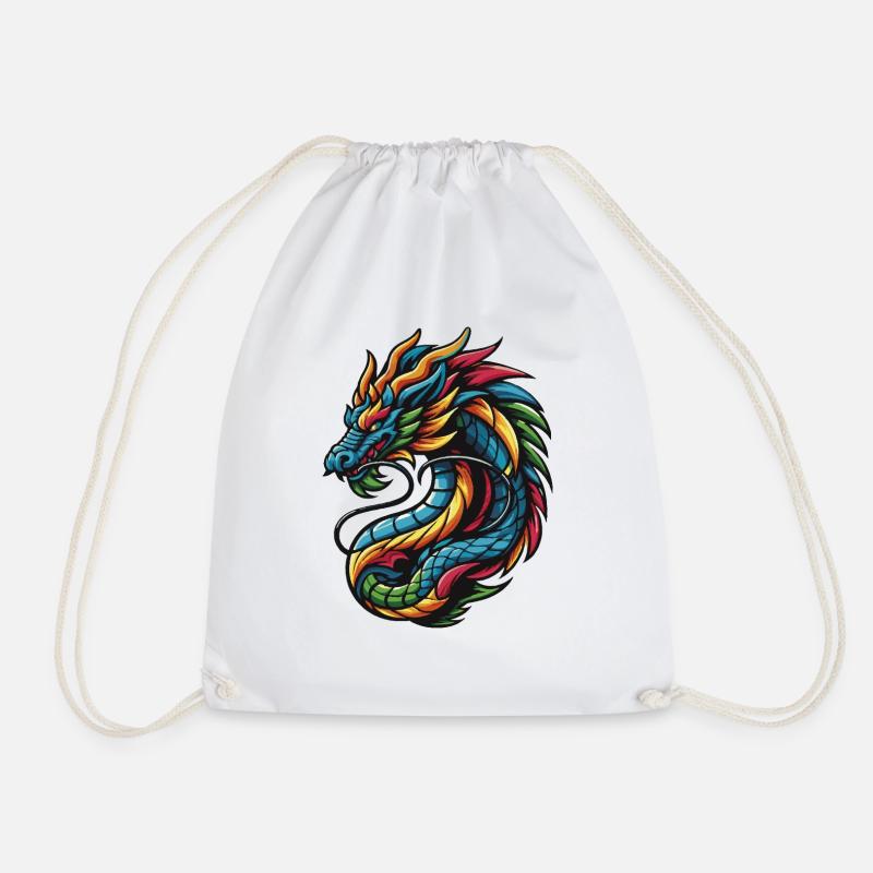 Farbenfroher chinesischer Drache - Turnbeutel - Weiß