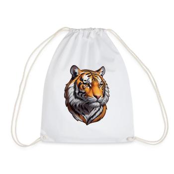 Tiger - Drawstring Bag - white - Front