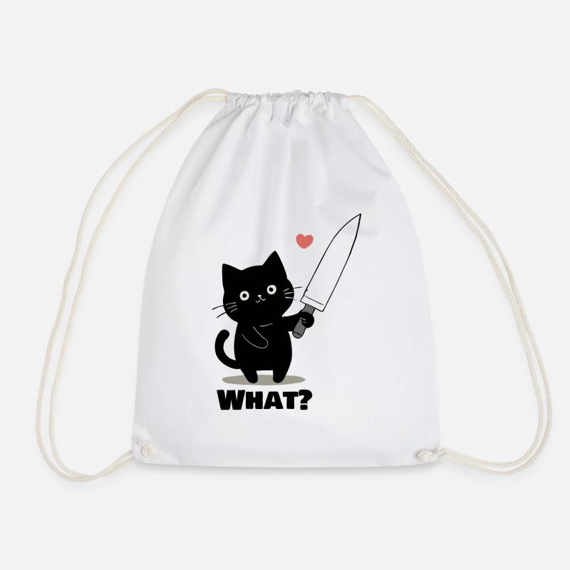 What-Cat - Drawstring Bag - white