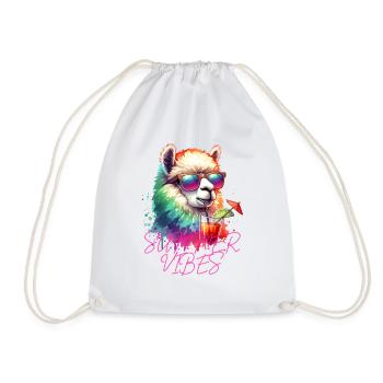 Alpaca Llama Summer - Drawstring Bag - white - Front
