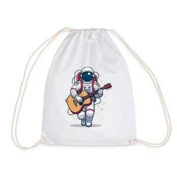 An astronaut playing guitar - Drawstring Bag - white - Front