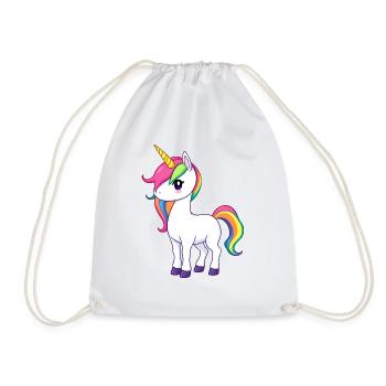 Rainbow Unicorn Fantasy Illustration - Drawstring Bag - white - Front