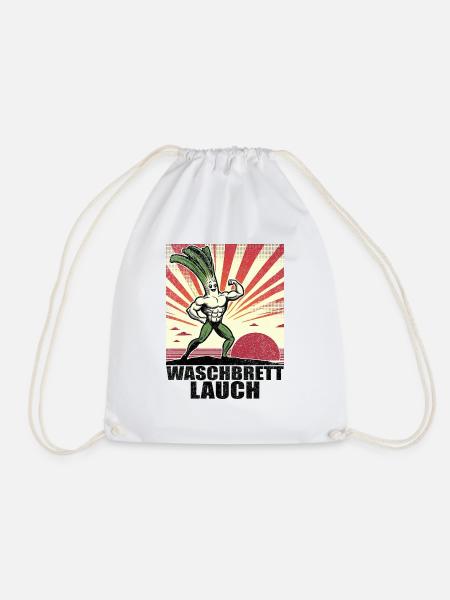 Washboard Garlic with Washboard Abs - Drawstring Bag - white