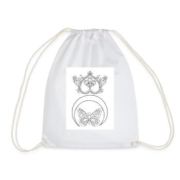 Gothic Tattoo #3 Coloring Page Pattern - Drawstring Bag - white - Front