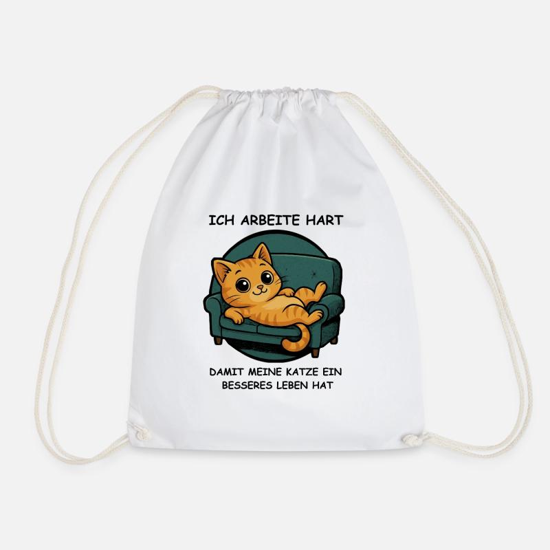 Faule Katze - Turnbeutel - Weiß