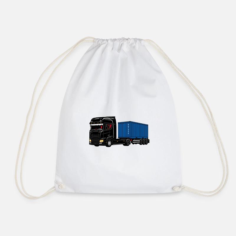 Container truck" on the road - Drawstring Bag - white