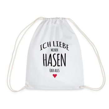 Ich liebe Hasen Häschen Geschenke - Turnbeutel - Weiß - Vorne