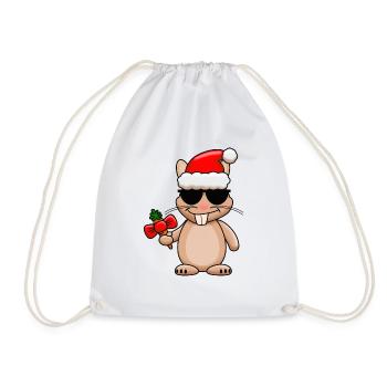 Cooler Weihnachtshase - Turnbeutel - Weiß - Vorne