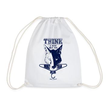 I need my fur more than you (blue) - Drawstring Bag - white - Front