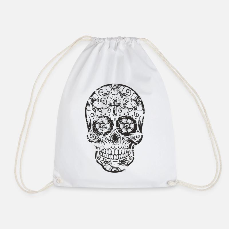 SUGAR SKULL - Drawstring Bag - white