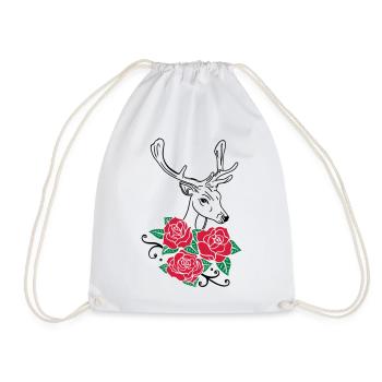 Deer Deer Antlers Roses October-Fest - Drawstring Bag - white - Front