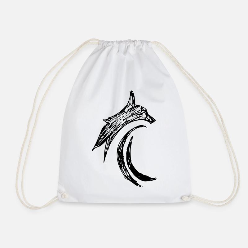 Cat Tribal Lynx Jaguer - Drawstring Bag - white