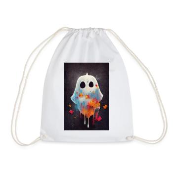 Cute Little Ghost Paint Splatter - Drawstring Bag - white - Front