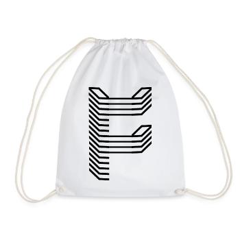 Unique Letter F Logo Design "Black" - Drawstring Bag - white - Front