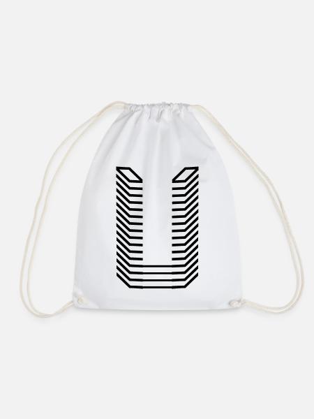 Unique Letter U Logo Design - Drawstring Bag - white