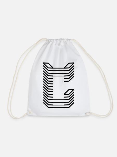 Unique Letter C Logo Design "Black" - Drawstring Bag - white