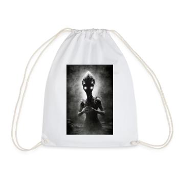 Vintage Alien Portrait Photo Creepy Sci-fi - Drawstring Bag - white - Front