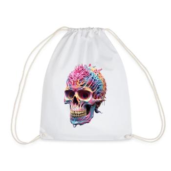 Trippy Skull Skull 3D Colorful Punk Pop - Drawstring Bag - white - Front