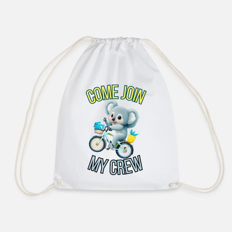 come join my crew - Drawstring Bag - white
